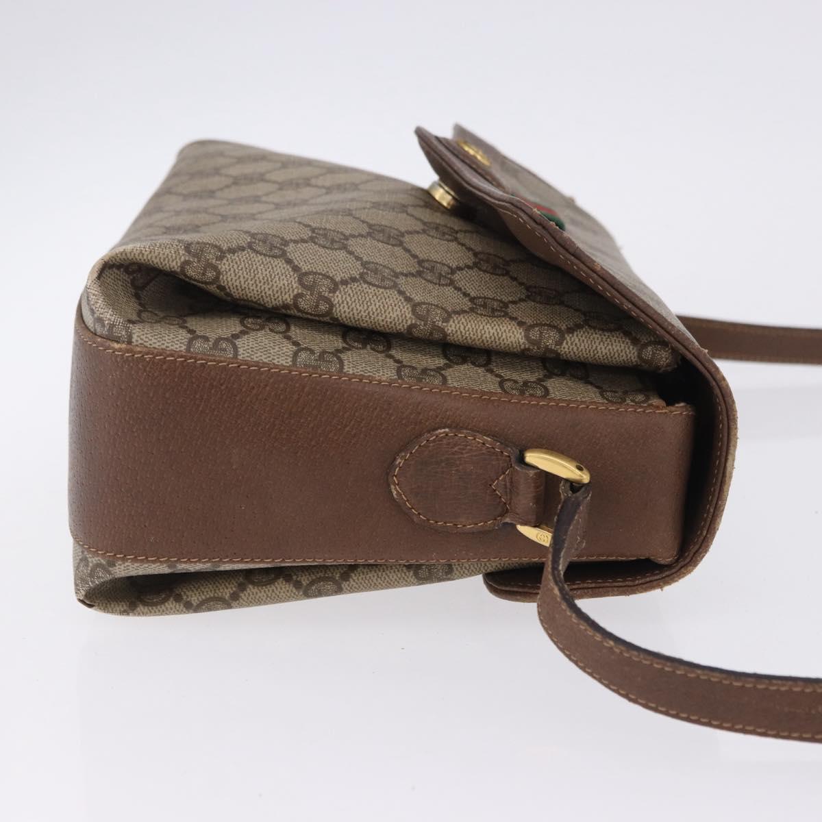 GUCCI GG Supreme Web Sherry Line Shoulder Bag PVC Beige 904 02 084 Auth ka6093