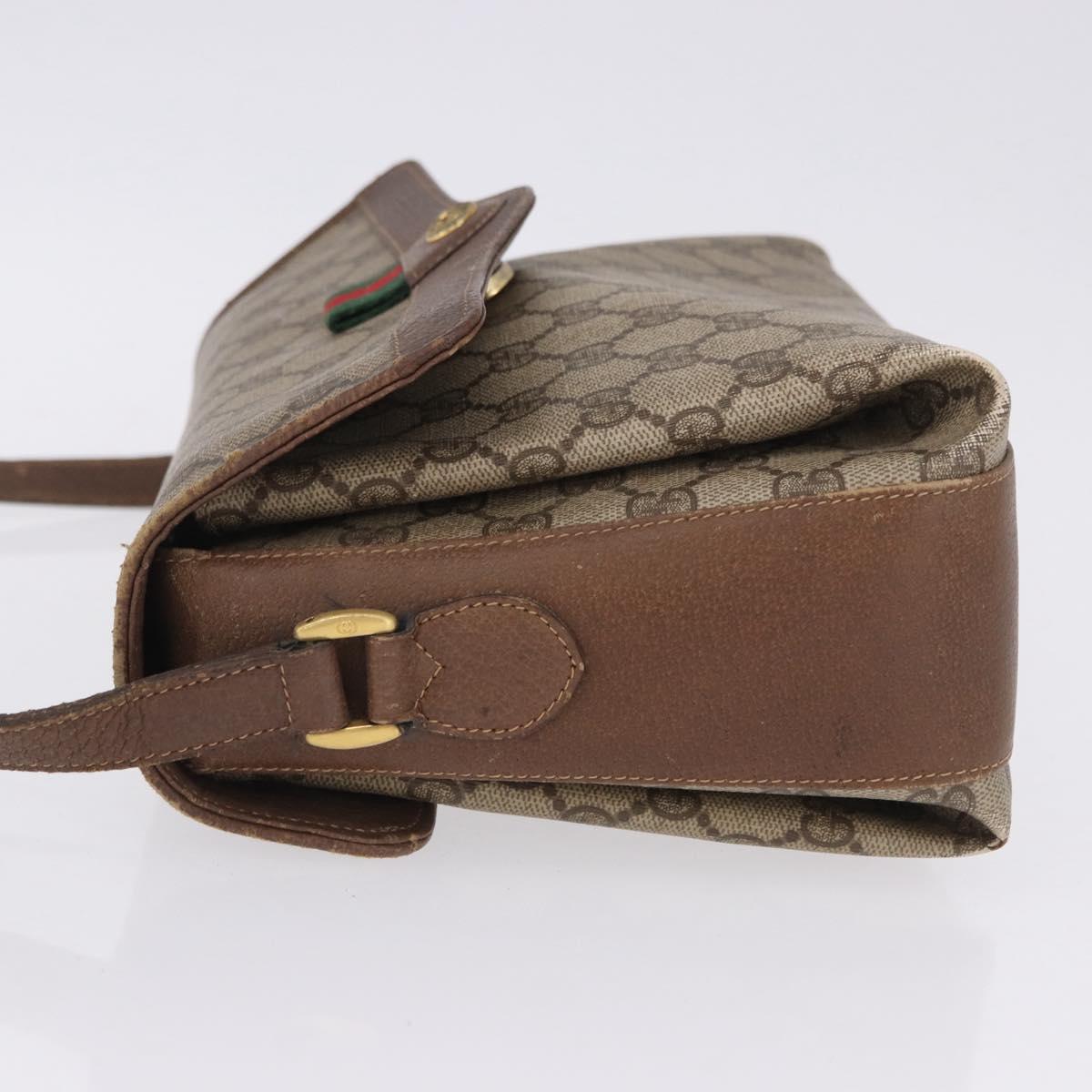 GUCCI GG Supreme Web Sherry Line Shoulder Bag PVC Beige 904 02 084 Auth ka6093