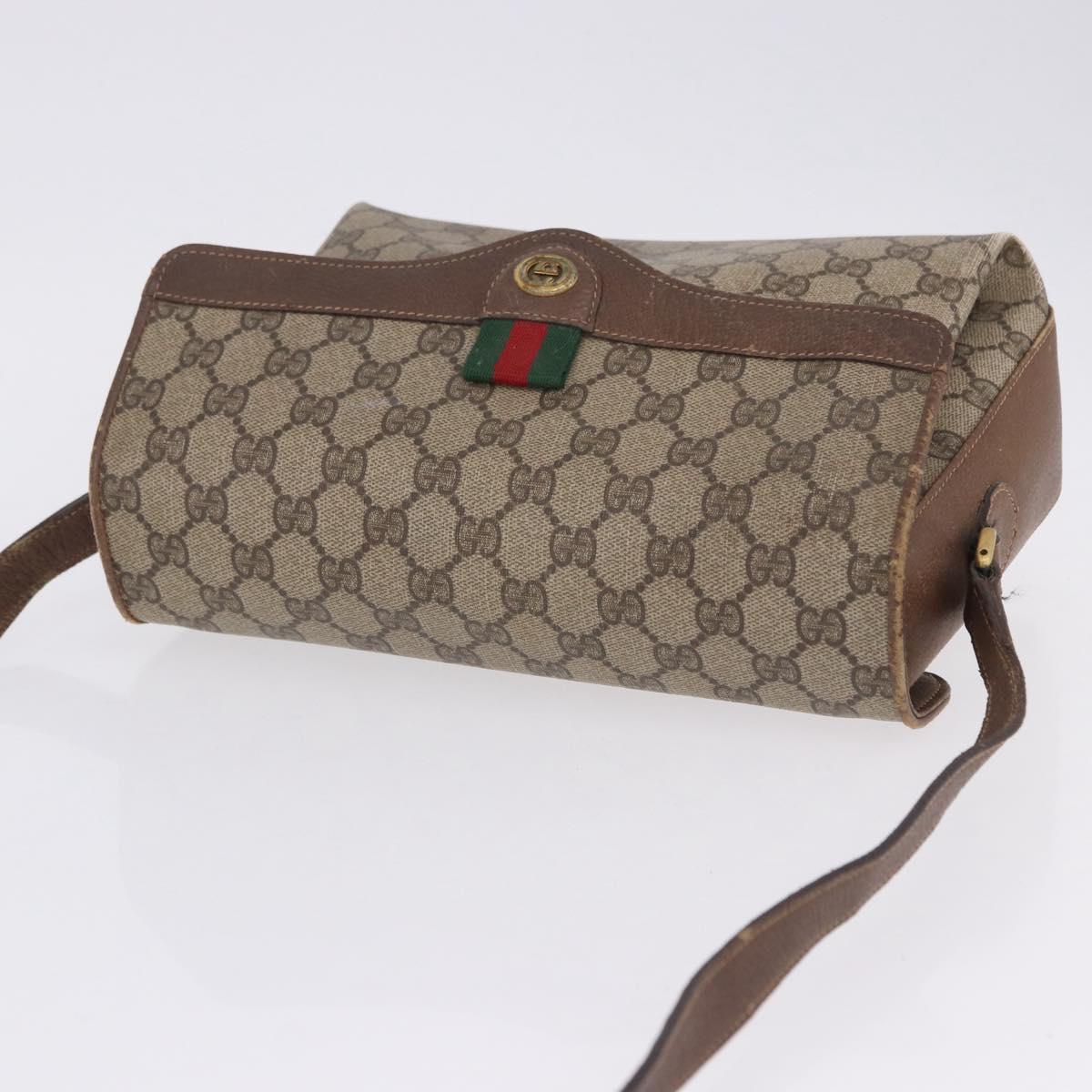 GUCCI GG Supreme Web Sherry Line Shoulder Bag PVC Beige 904 02 084 Auth ka6093