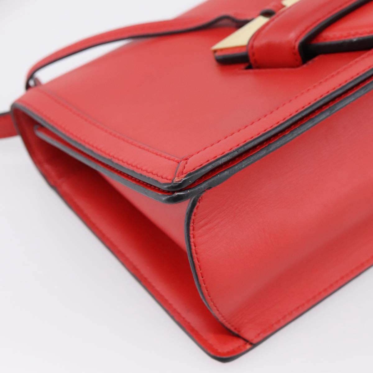 LOEWE Barcelona Shoulder Bag Leather Red Gold Tone Auth ka6094A