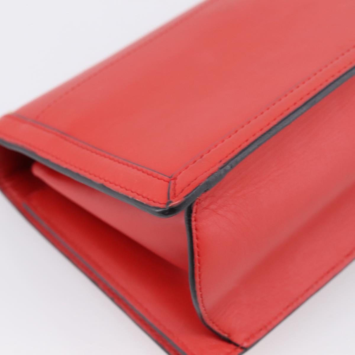 LOEWE Barcelona Shoulder Bag Leather Red Gold Tone Auth ka6094A