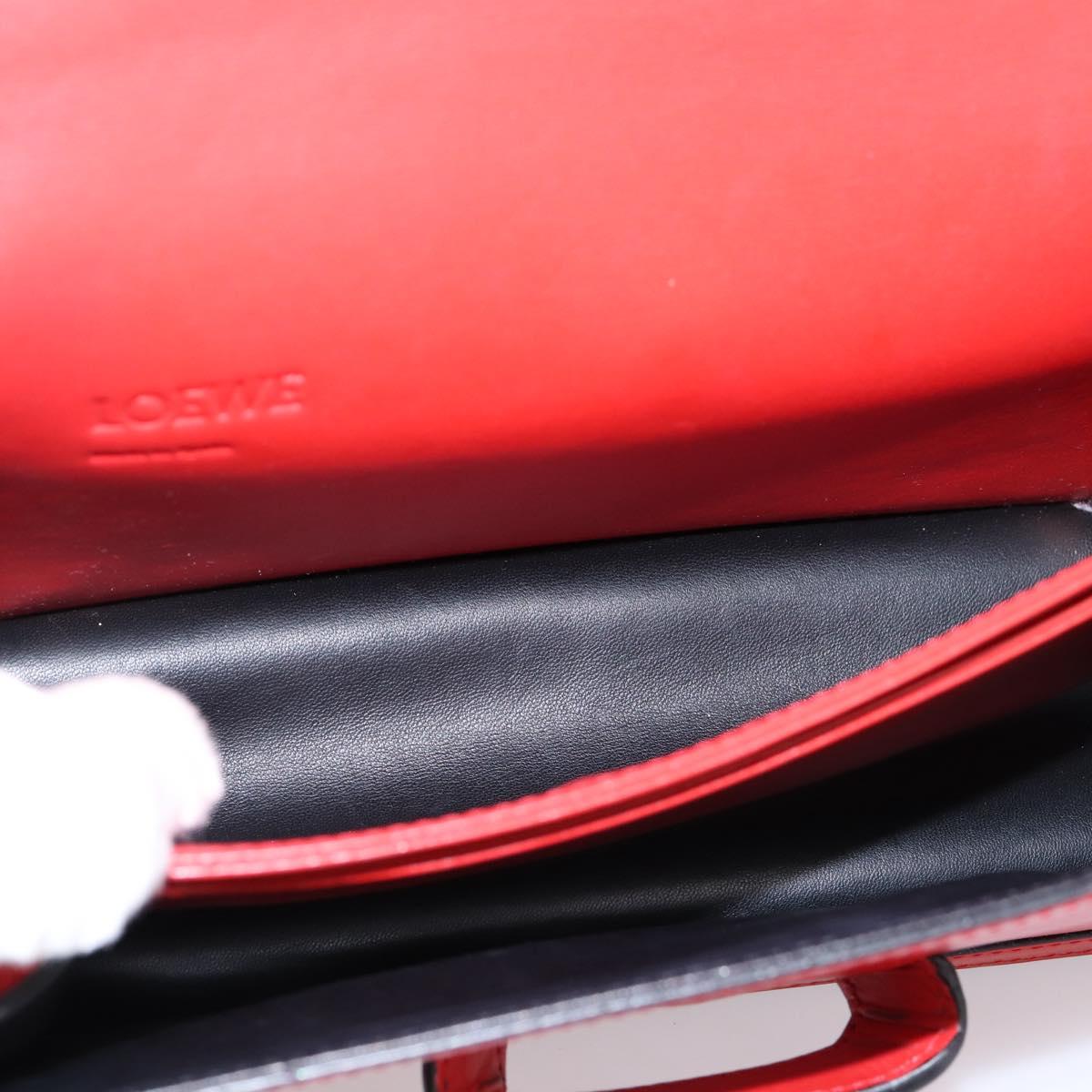 LOEWE Barcelona Shoulder Bag Leather Red Gold Tone Auth ka6094A