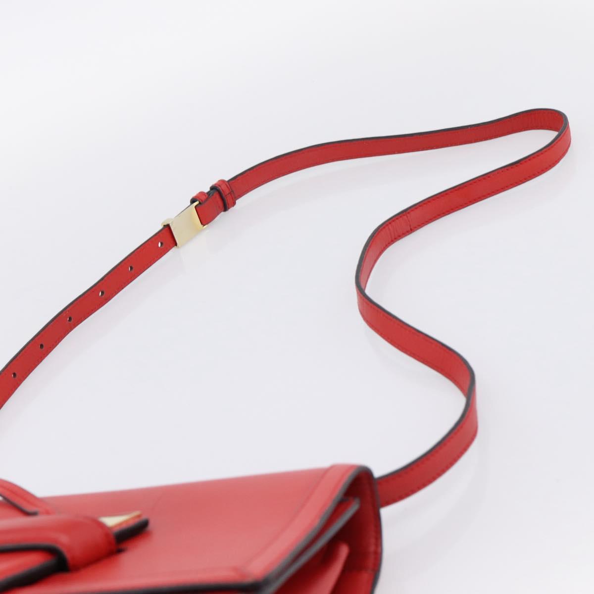 LOEWE Barcelona Shoulder Bag Leather Red Gold Tone Auth ka6094A