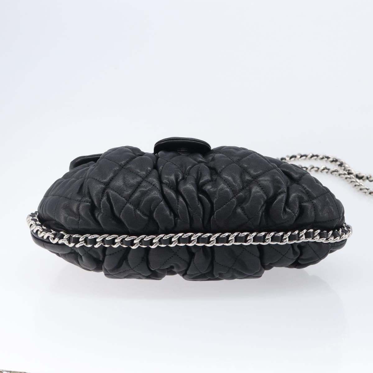 CHANEL Matelasse Chain Shoulder Bag Lamb Skin Black Silver CC Auth ka6097SAV