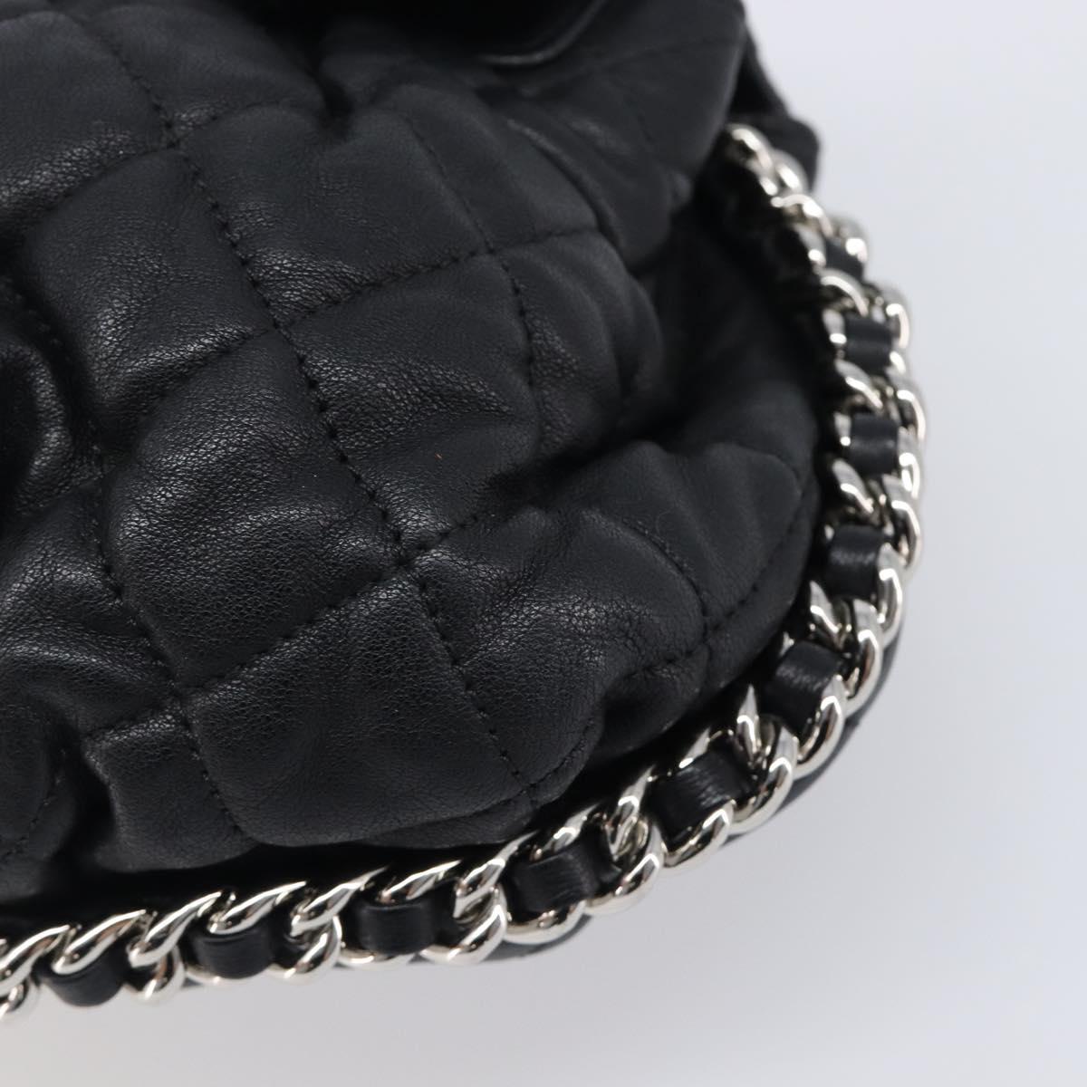 CHANEL Matelasse Chain Shoulder Bag Lamb Skin Black Silver CC Auth ka6097SAV