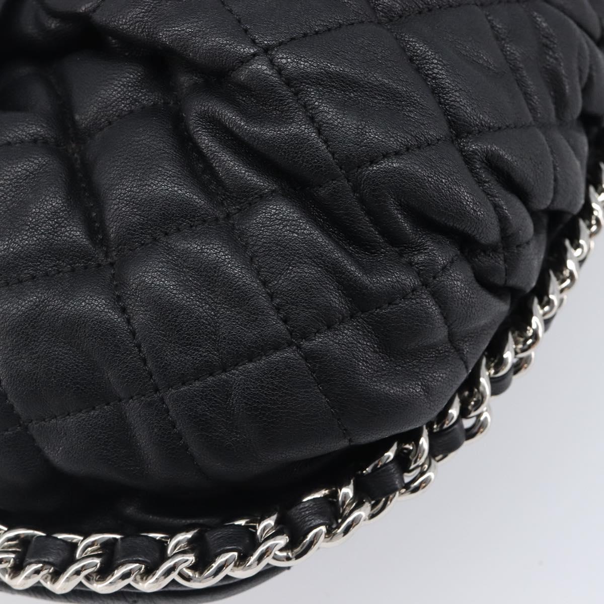 CHANEL Matelasse Chain Shoulder Bag Lamb Skin Black Silver CC Auth ka6097SAV