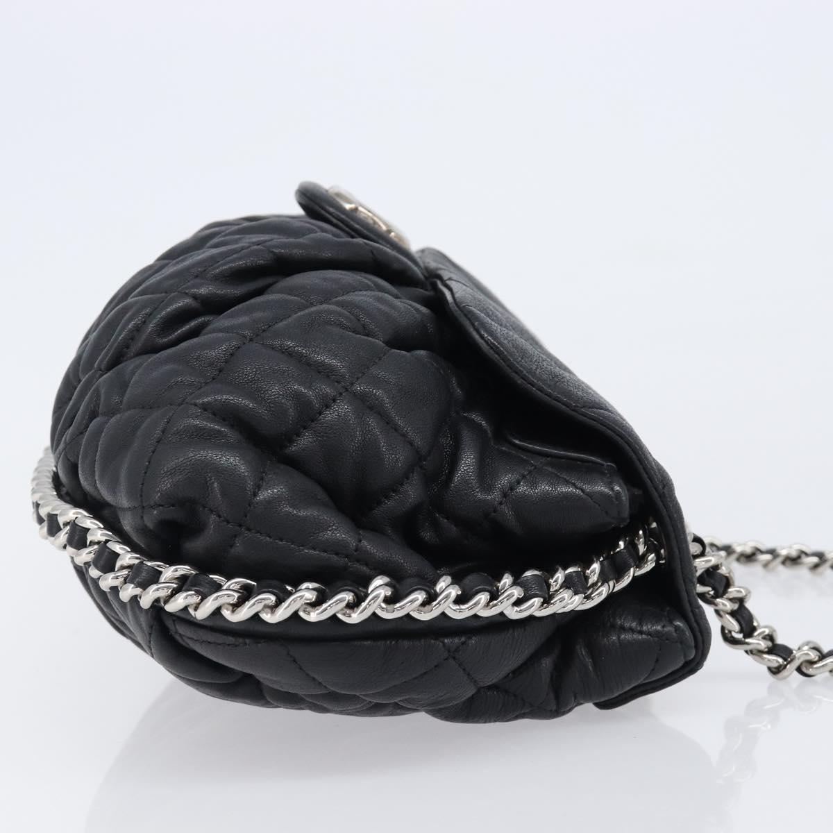 CHANEL Matelasse Chain Shoulder Bag Lamb Skin Black Silver CC Auth ka6097SAV