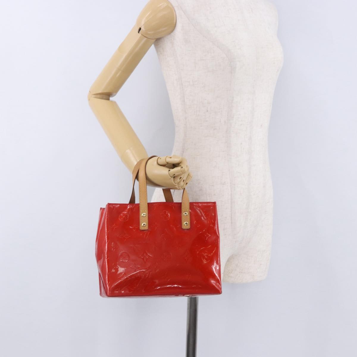 LOUIS VUITTON Monogram Vernis Reade PM Hand Bag Rouge M91088 LV Auth ka6098