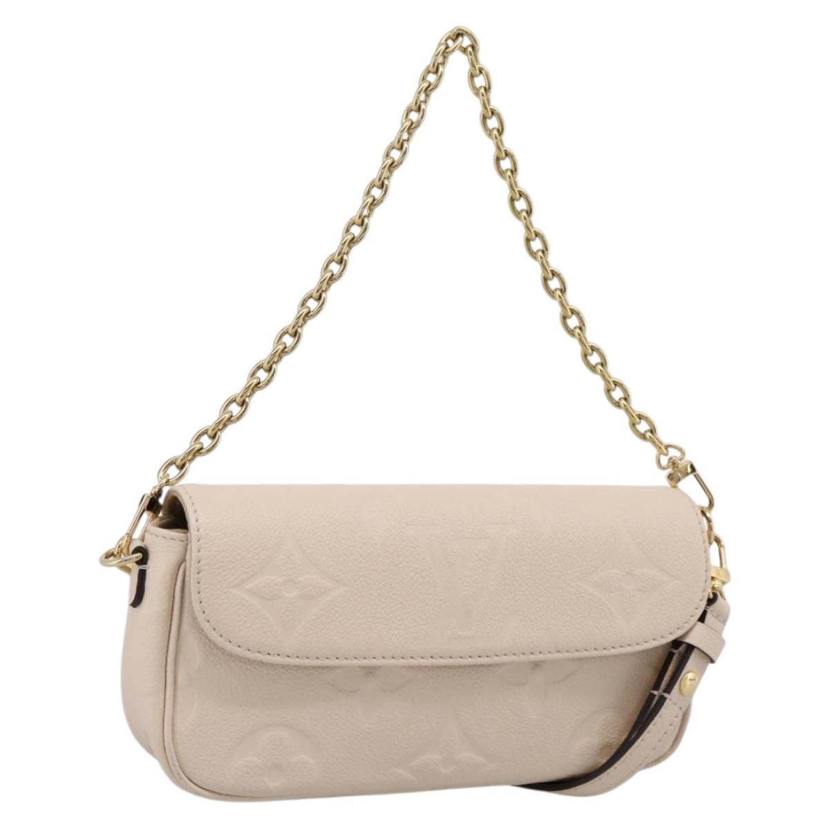 LOUIS VUITTON Monogram Empreinte Wallet on Chain Ivy White M82210 Auth ka6099V