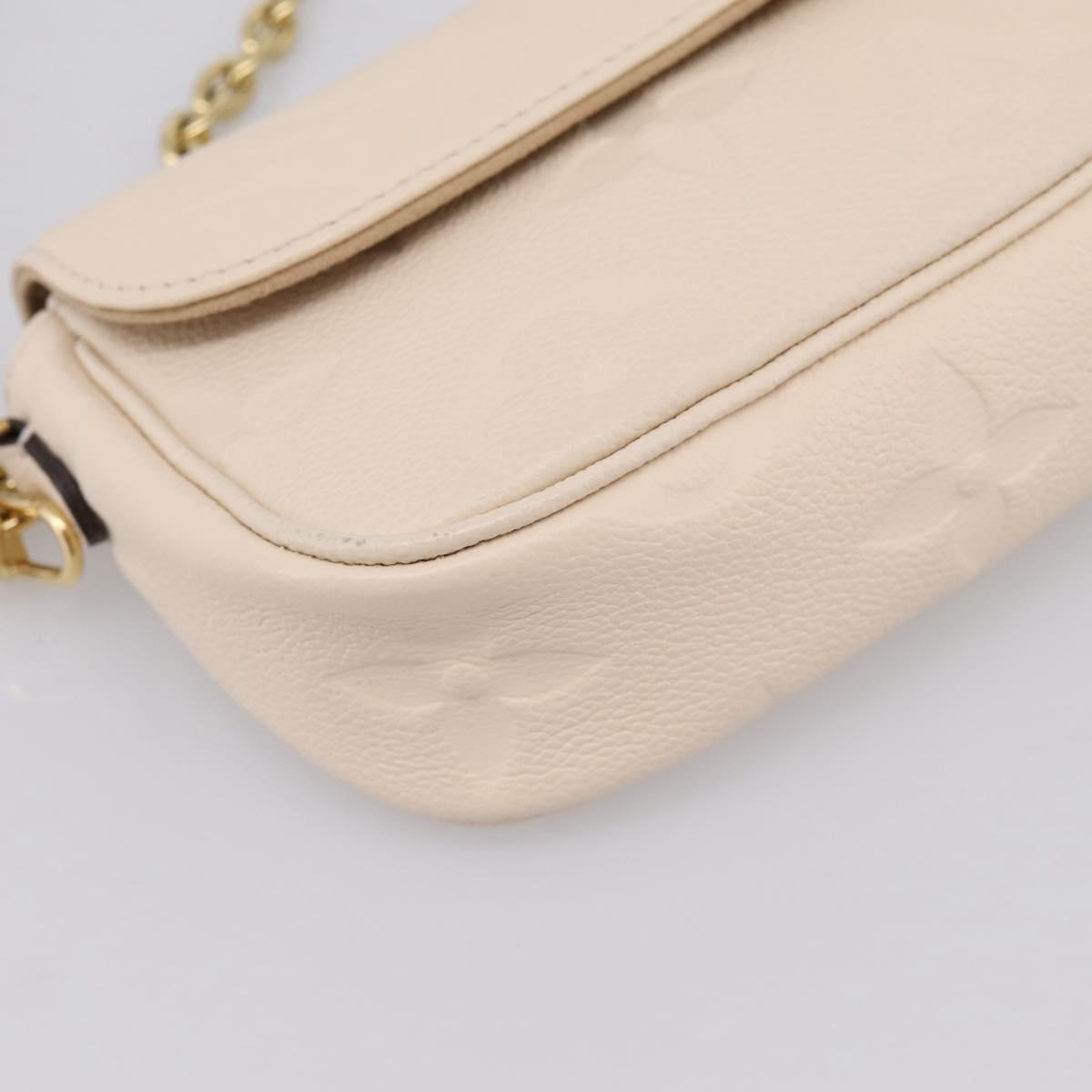 LOUIS VUITTON Monogram Empreinte Wallet on Chain Ivy White M82210 Auth ka6099V