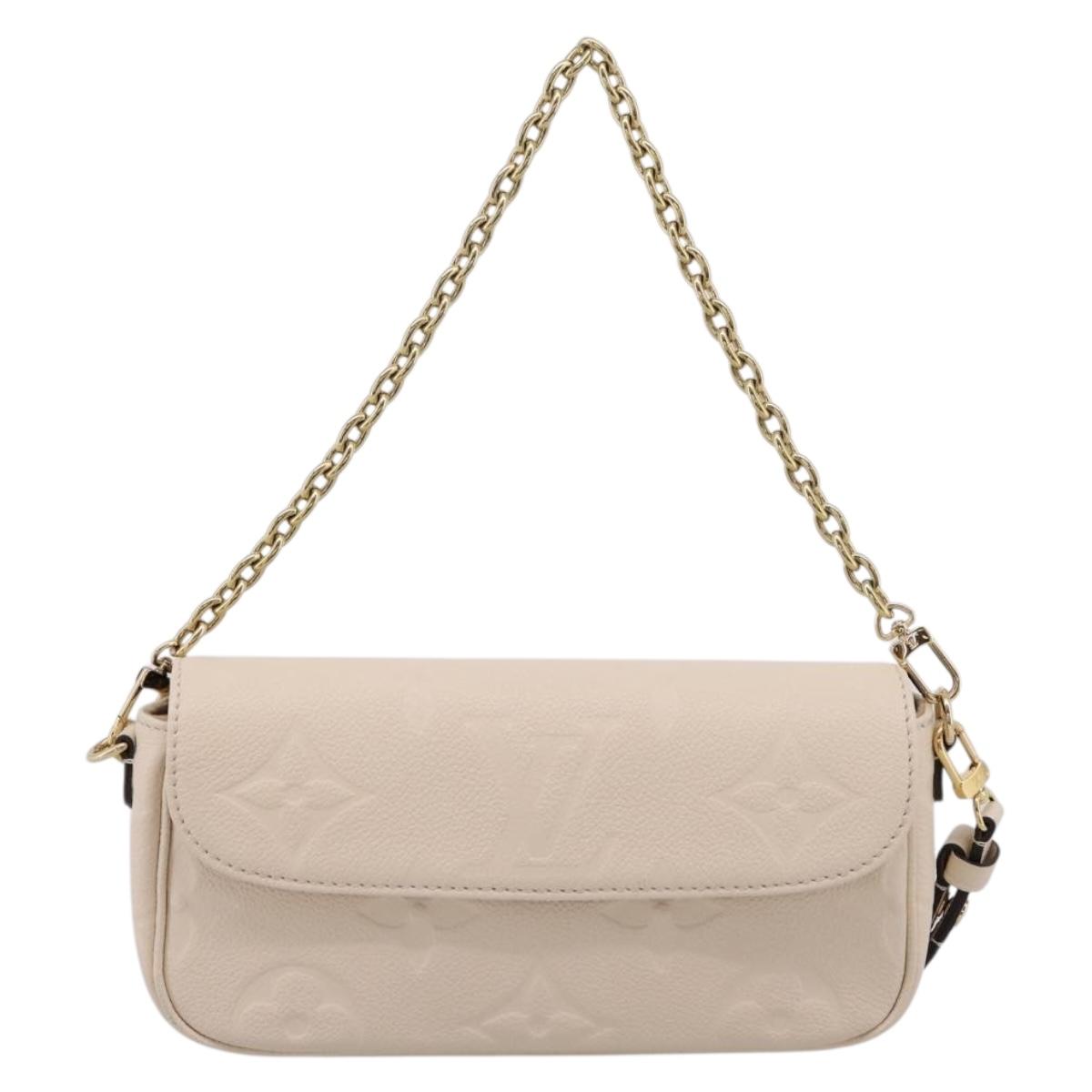 LOUIS VUITTON Monogram Empreinte Wallet on Chain Ivy White M82210 Auth ka6099V