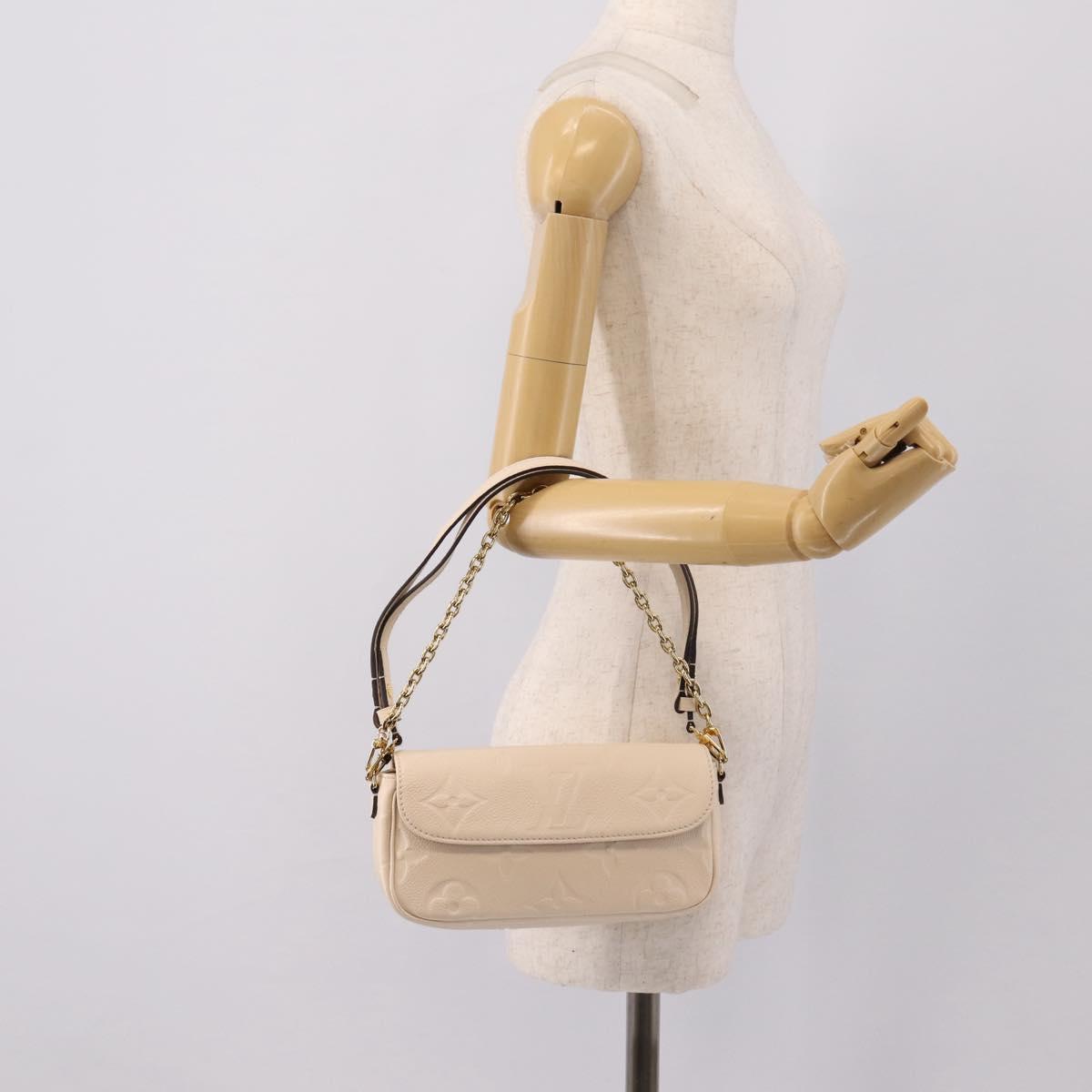 LOUIS VUITTON Monogram Empreinte Wallet on Chain Ivy White M82210 Auth ka6099V