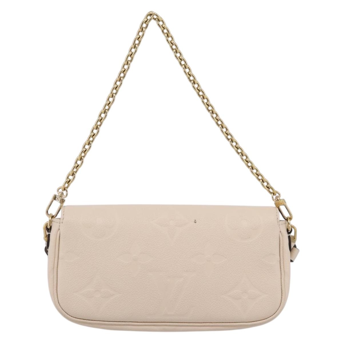 LOUIS VUITTON Monogram Empreinte Wallet on Chain Ivy White M82210 Auth ka6099V