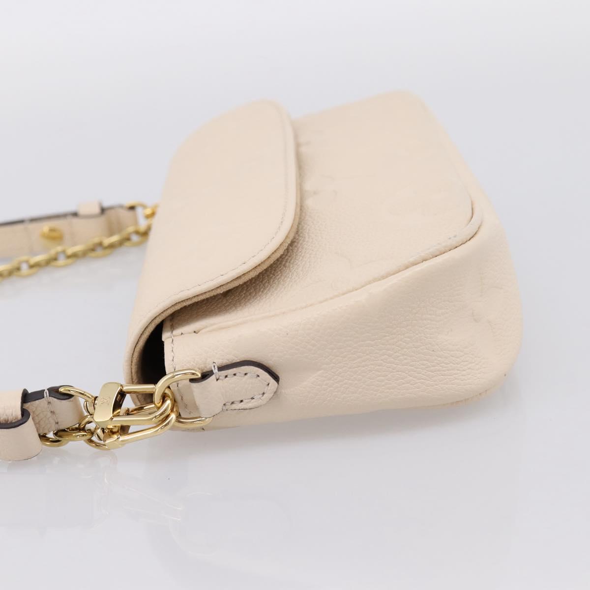 LOUIS VUITTON Monogram Empreinte Wallet on Chain Ivy White M82210 Auth ka6099V