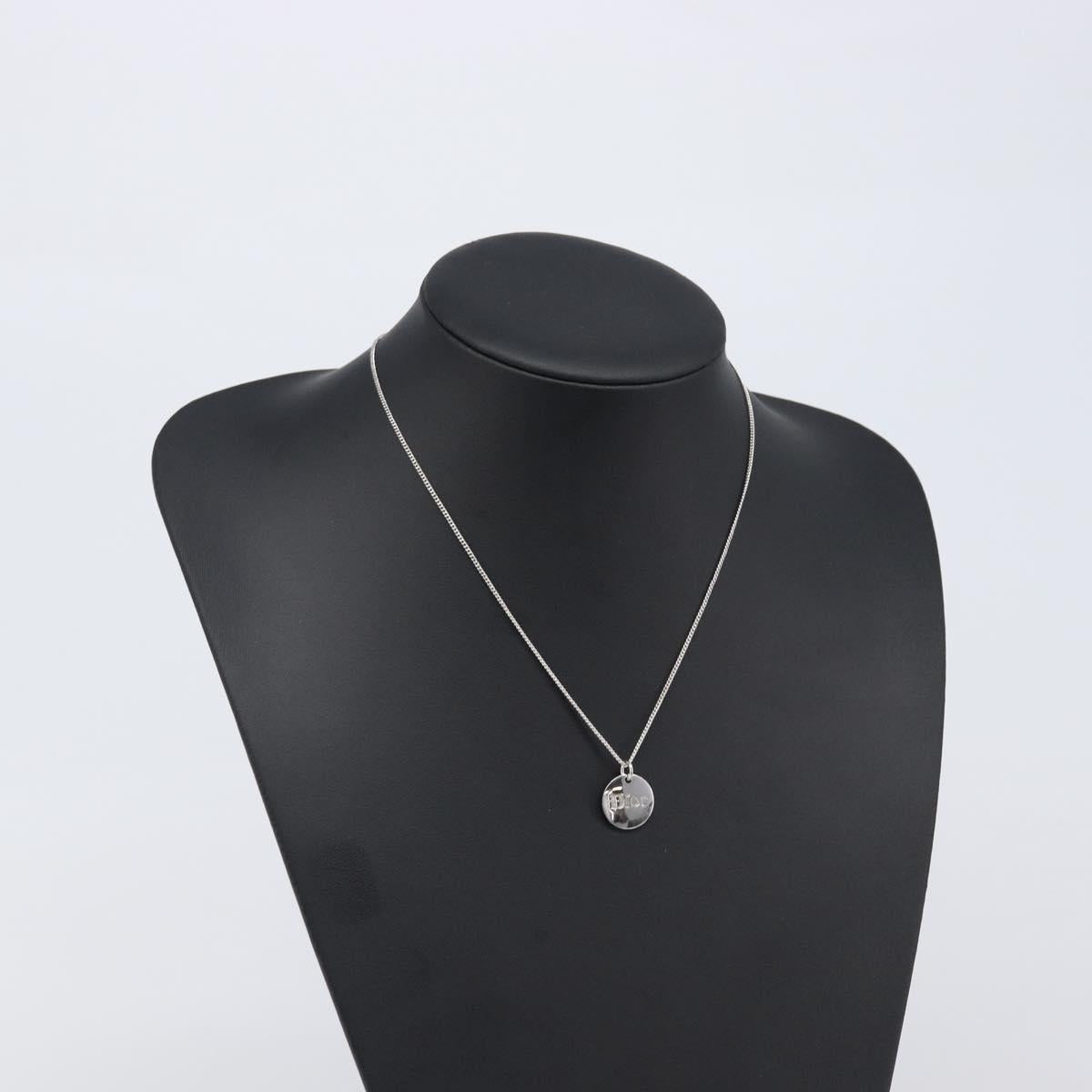 Christian Dior Necklace Metal Silver Auth ka6100