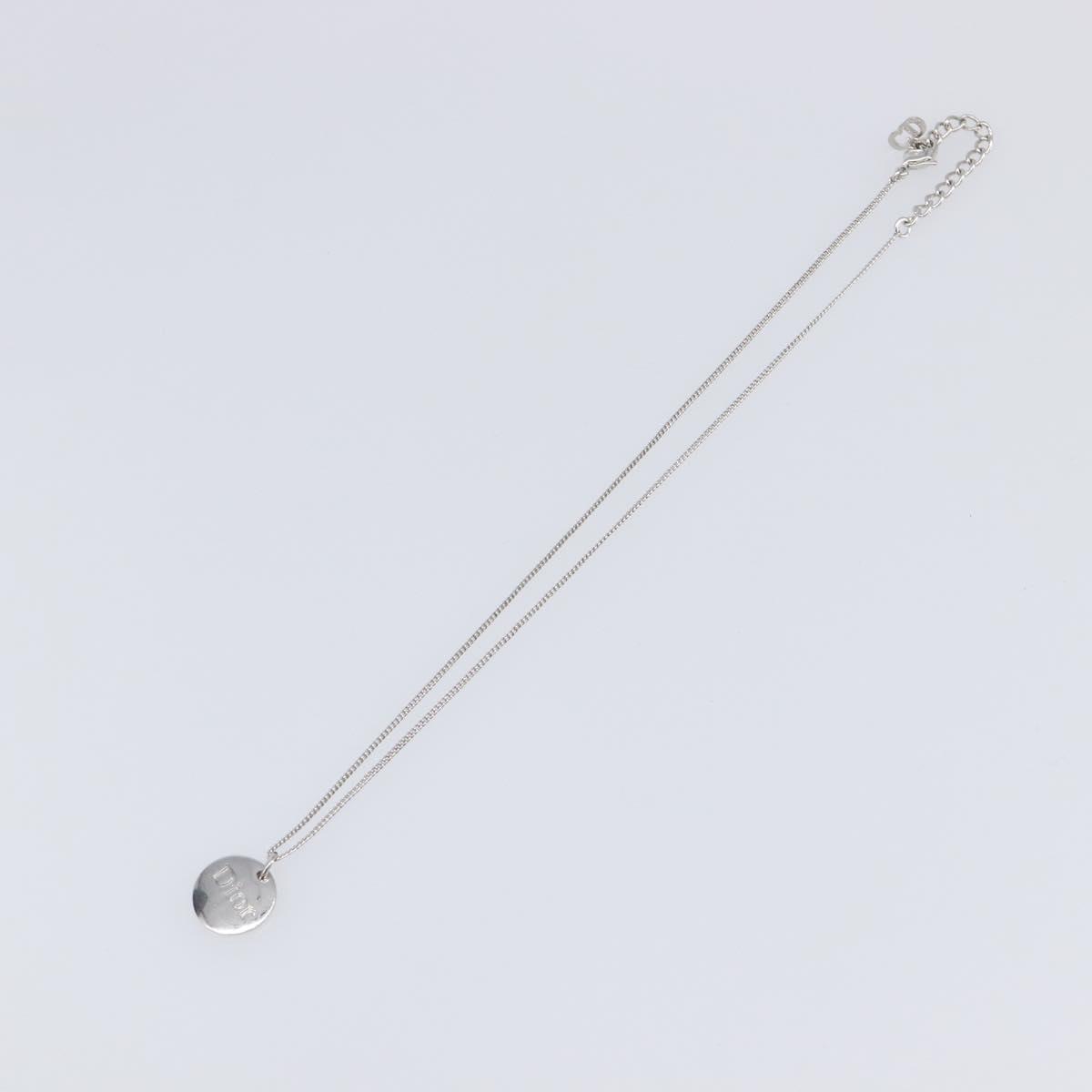 Christian Dior Necklace Metal Silver Auth ka6100