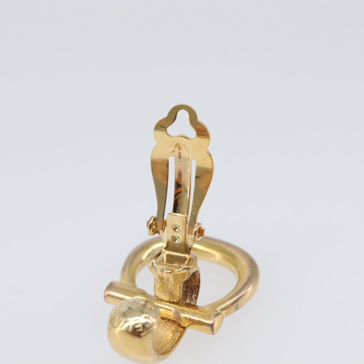 CELINE Earring Metal Gold Tone Auth ka6101