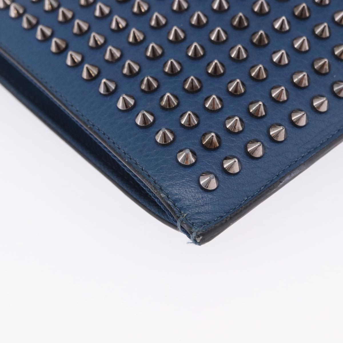 Christian Louboutin Hand Bag Leather Blue Silver Auth ka6102
