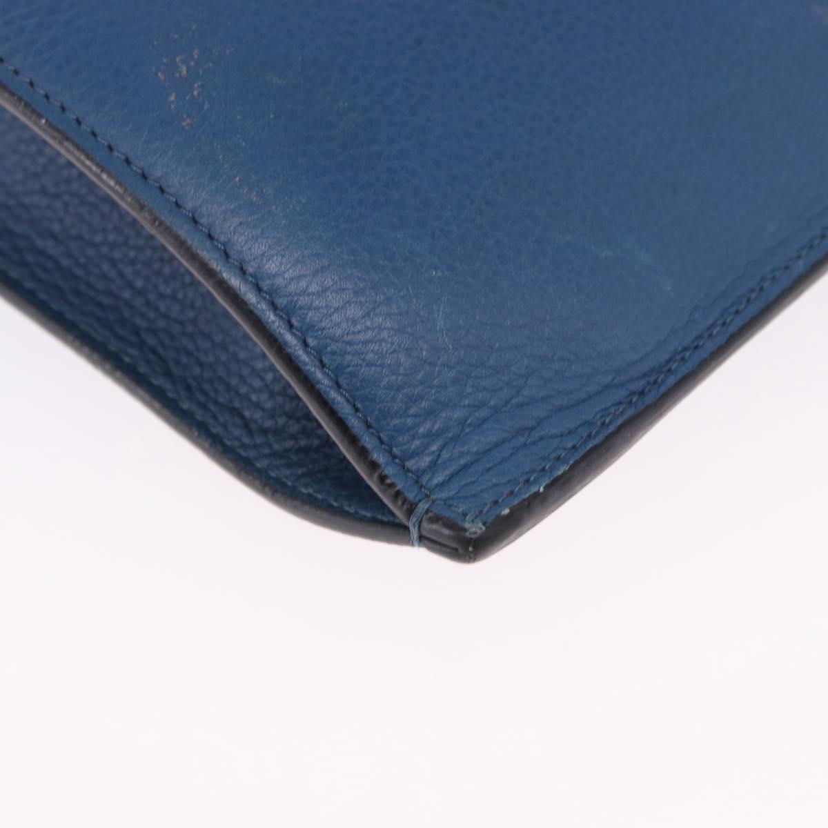 Christian Louboutin Hand Bag Leather Blue Silver Auth ka6102
