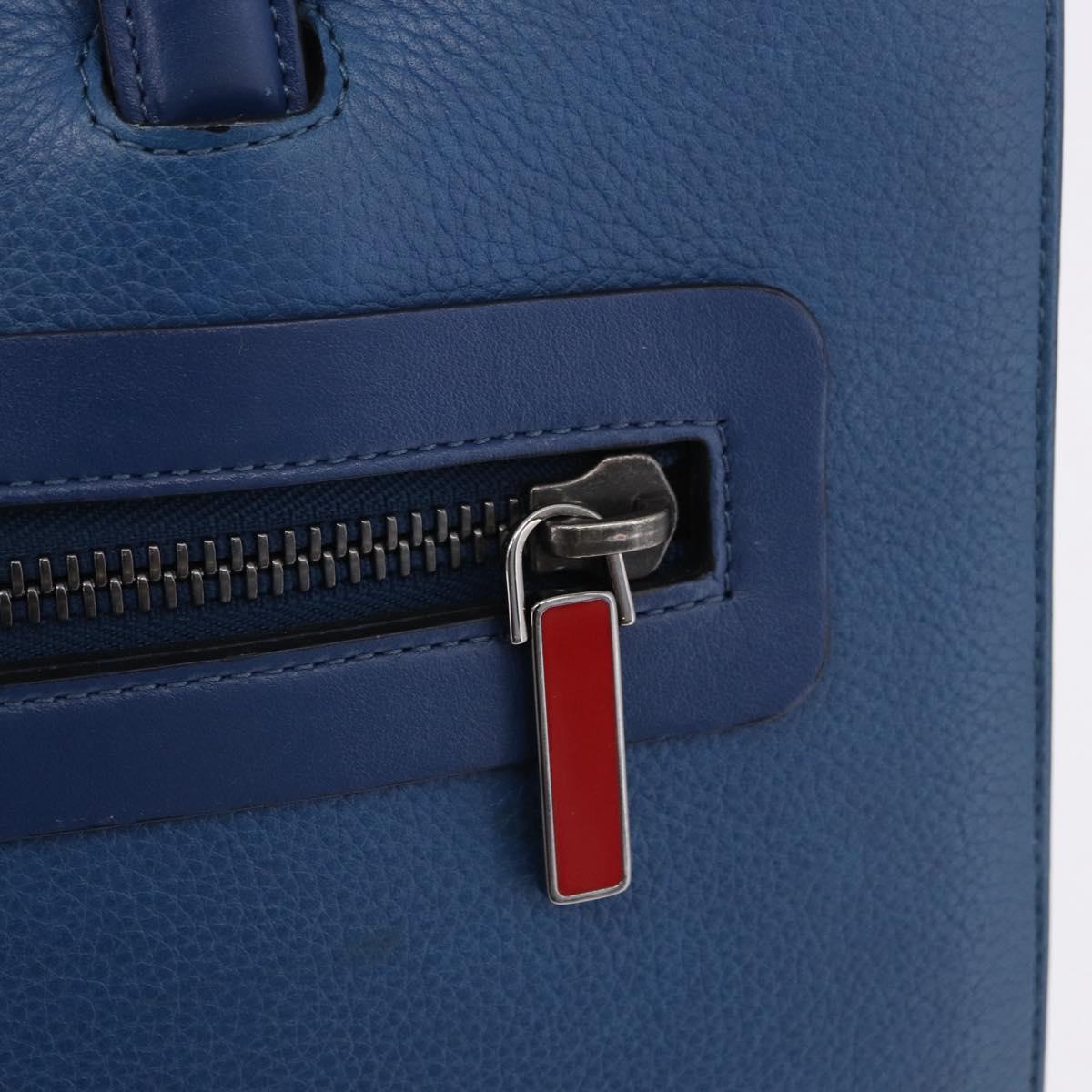 Christian Louboutin Hand Bag Leather Blue Silver Auth ka6102