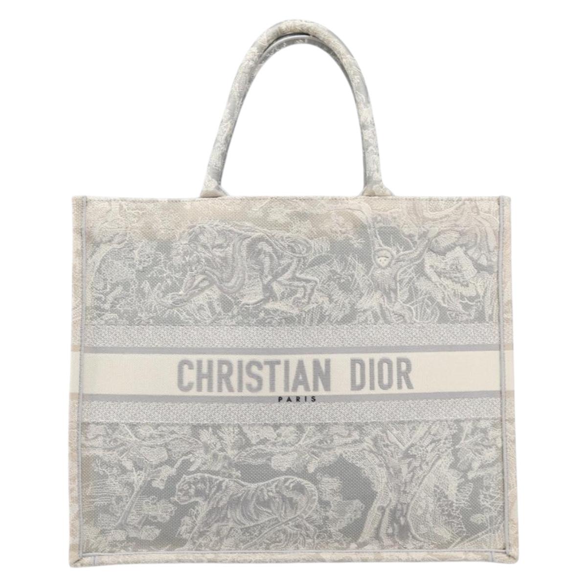 Christian Dior Toile de Jui Book Tote Bag Canvas Gray Auth ka6103