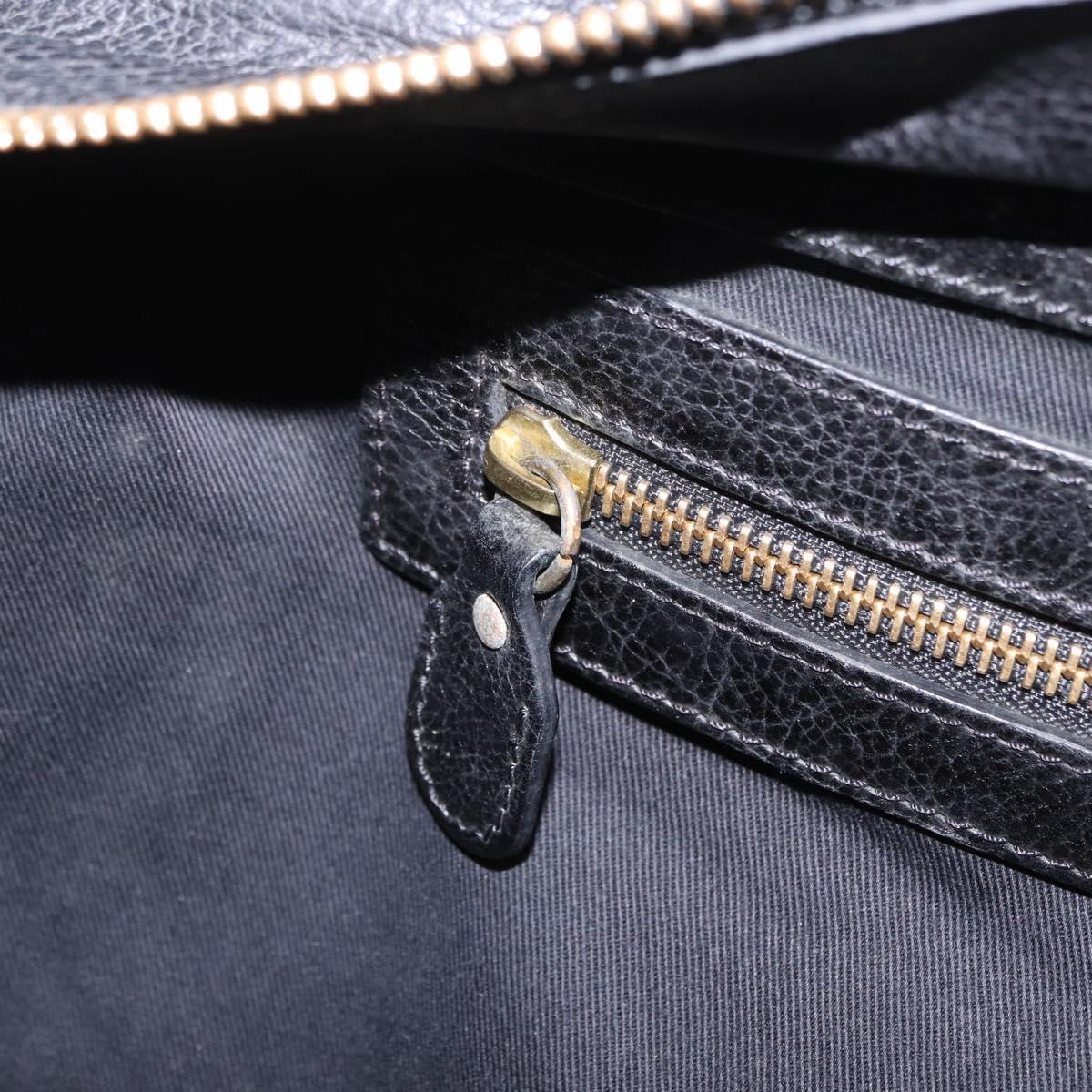 Chloe Paraty Hand Bag Leather Black Gold Tone Auth ka6106
