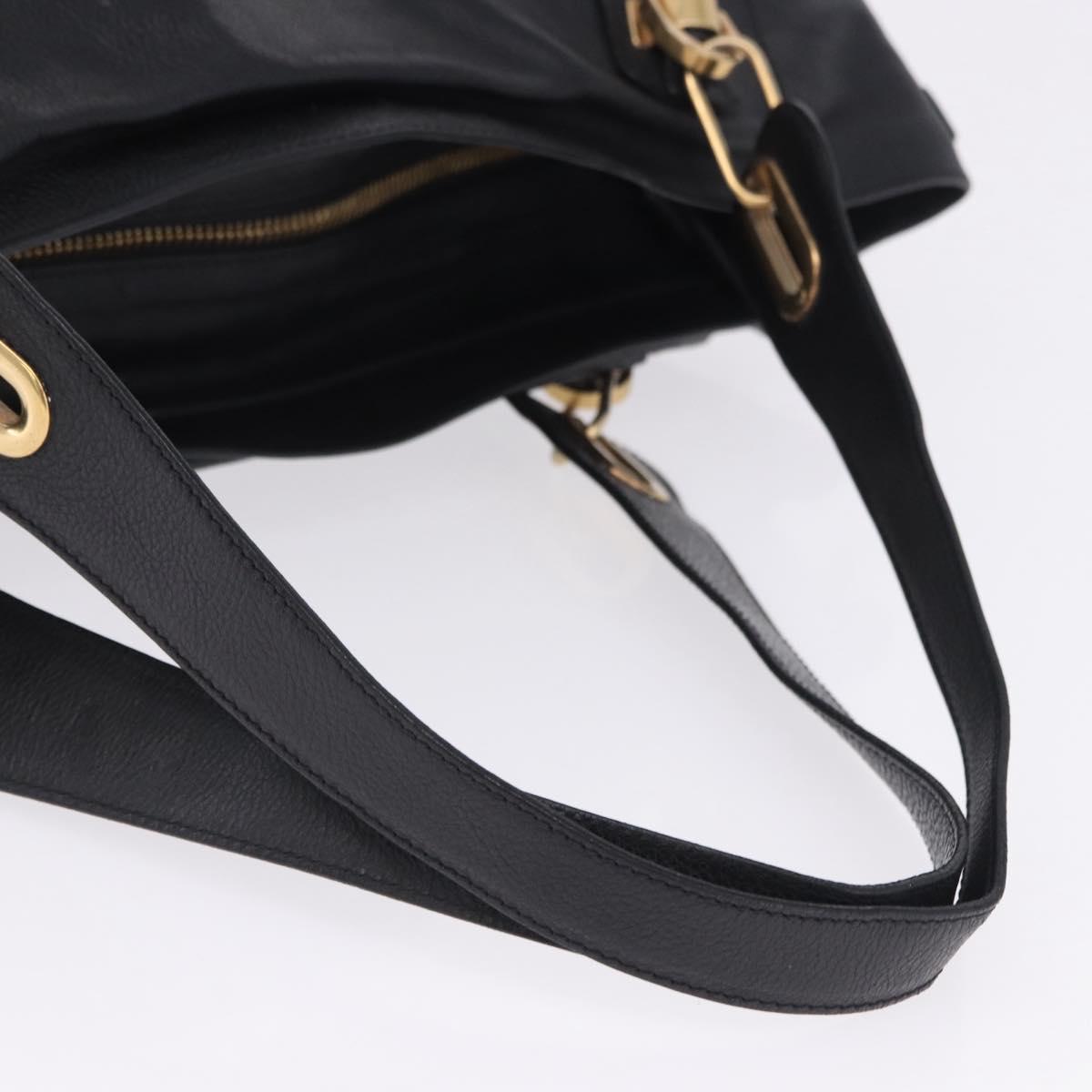 Chloe Paraty Hand Bag Leather Black Gold Tone Auth ka6106