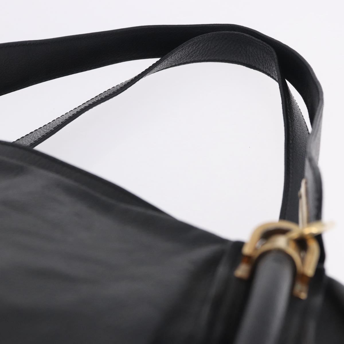 Chloe Paraty Hand Bag Leather Black Gold Tone Auth ka6106
