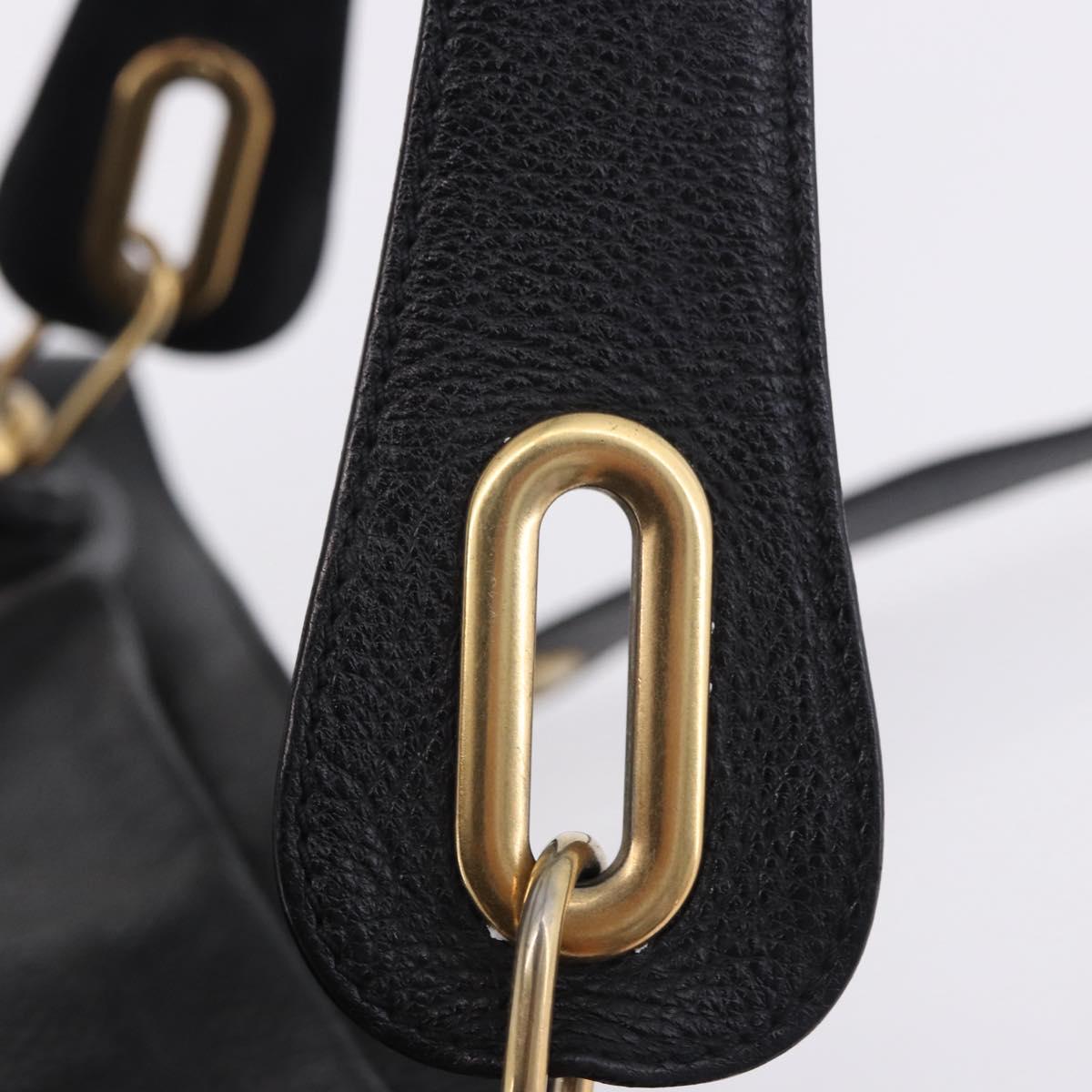 Chloe Paraty Hand Bag Leather Black Gold Tone Auth ka6106