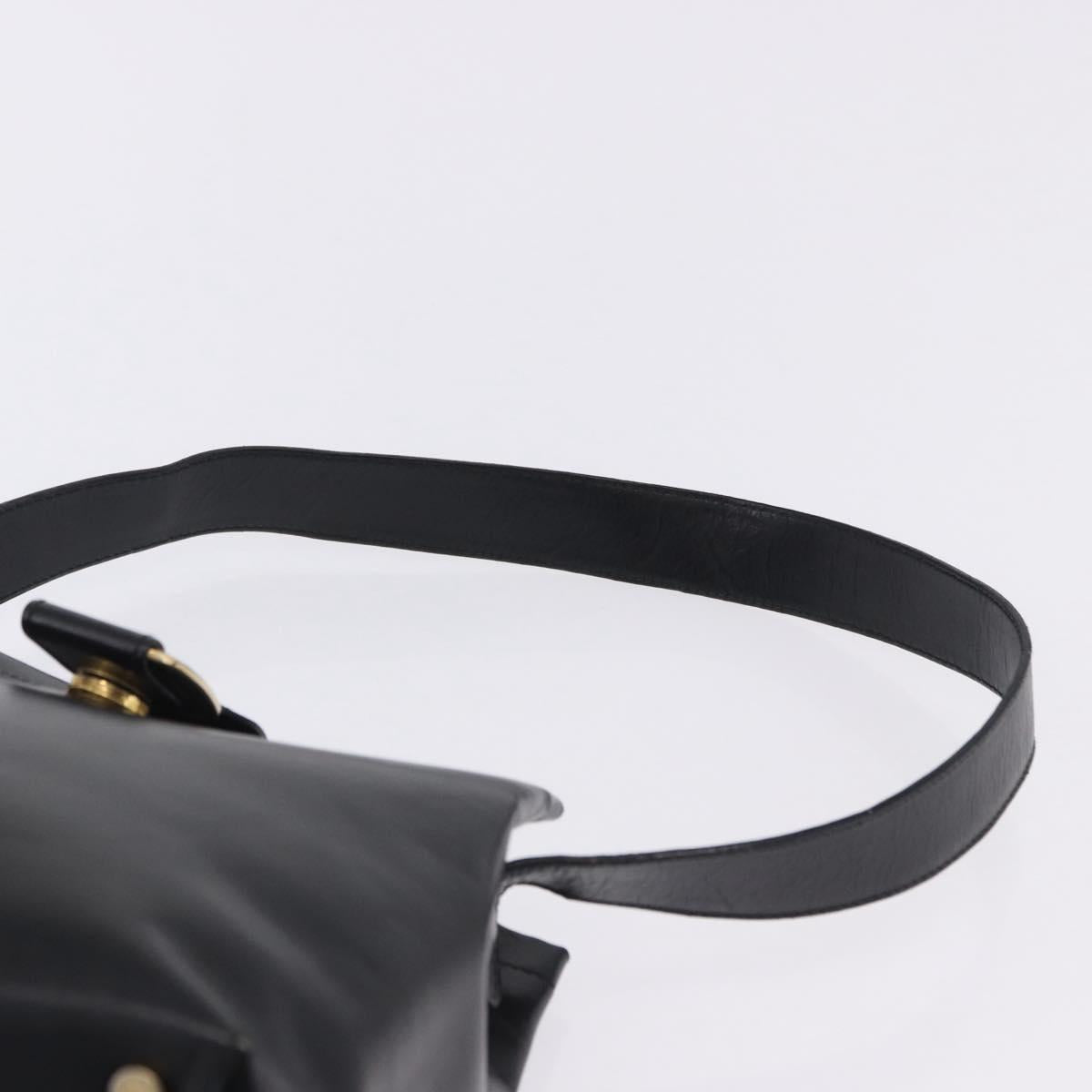 Salvatore Ferragamo Vala Shoulder Bag Leather Black Gold Tone Auth ka6109