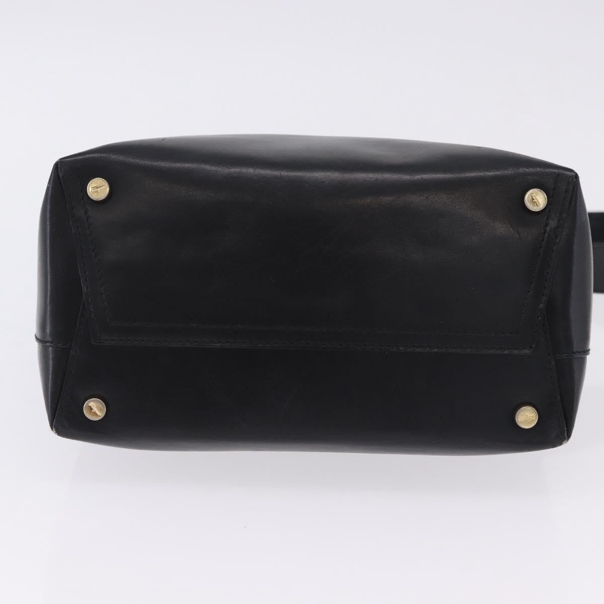 Salvatore Ferragamo Vala Shoulder Bag Leather Black Gold Tone Auth ka6109