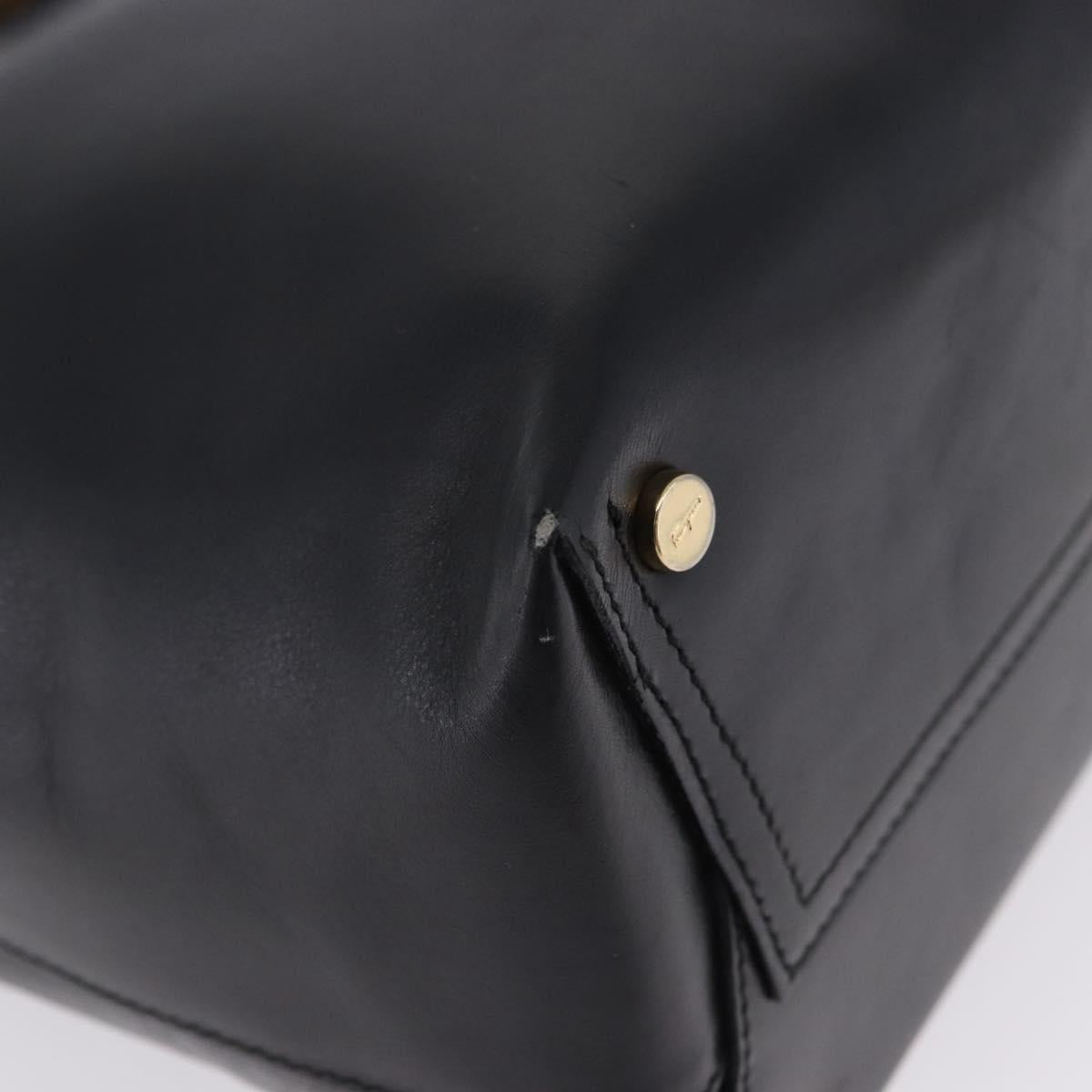 Salvatore Ferragamo Vala Shoulder Bag Leather Black Gold Tone Auth ka6109