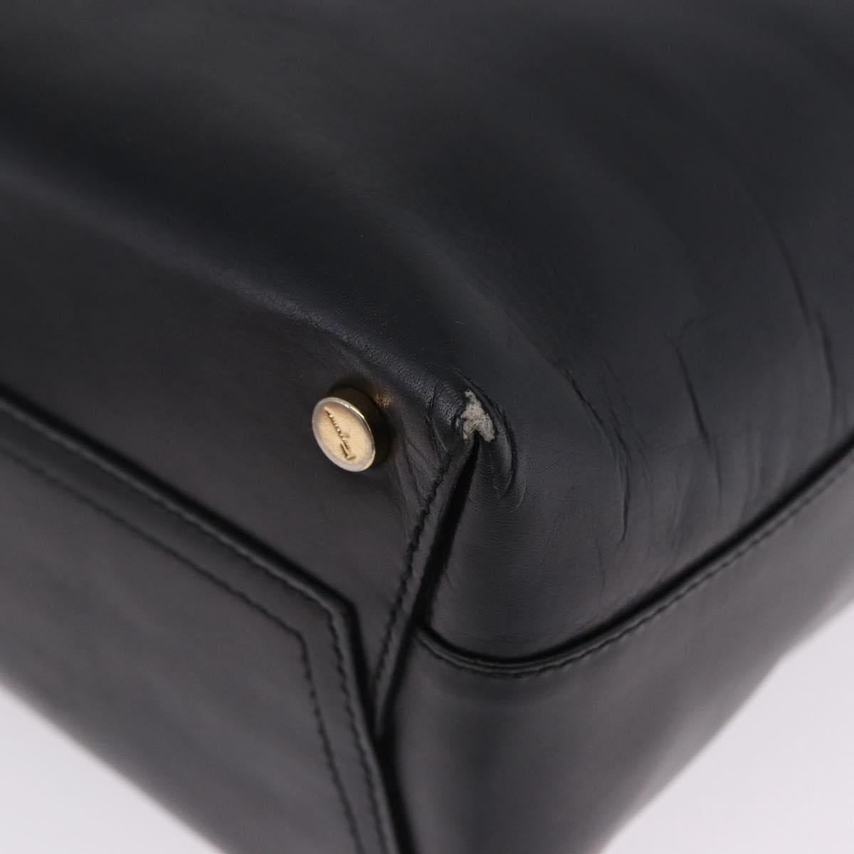 Salvatore Ferragamo Vala Shoulder Bag Leather Black Gold Tone Auth ka6109