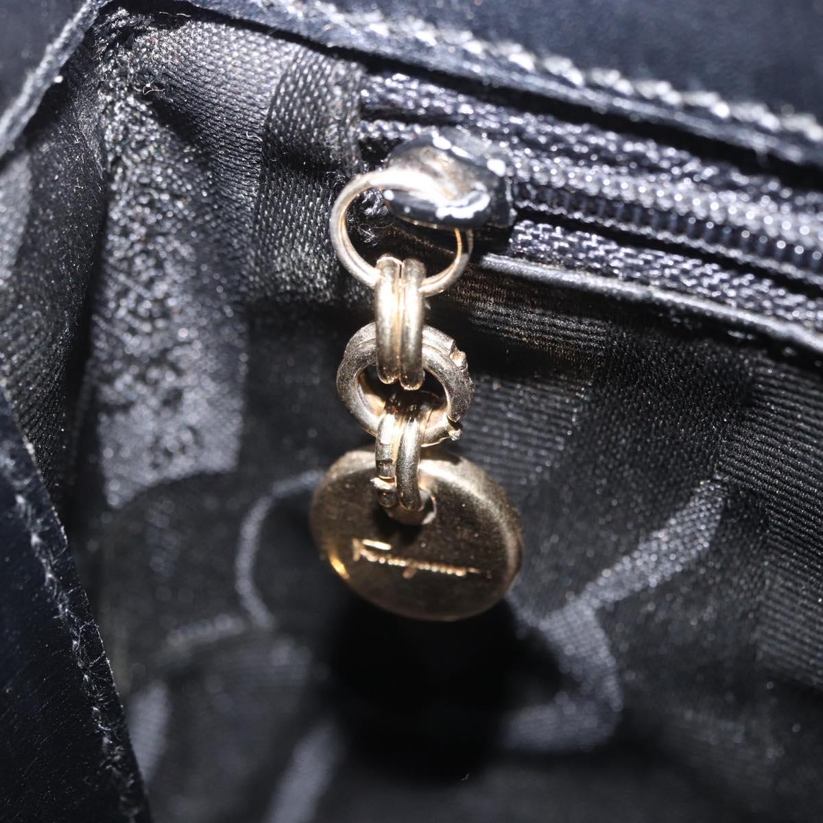 Salvatore Ferragamo Vala Shoulder Bag Leather Black Gold Tone Auth ka6109