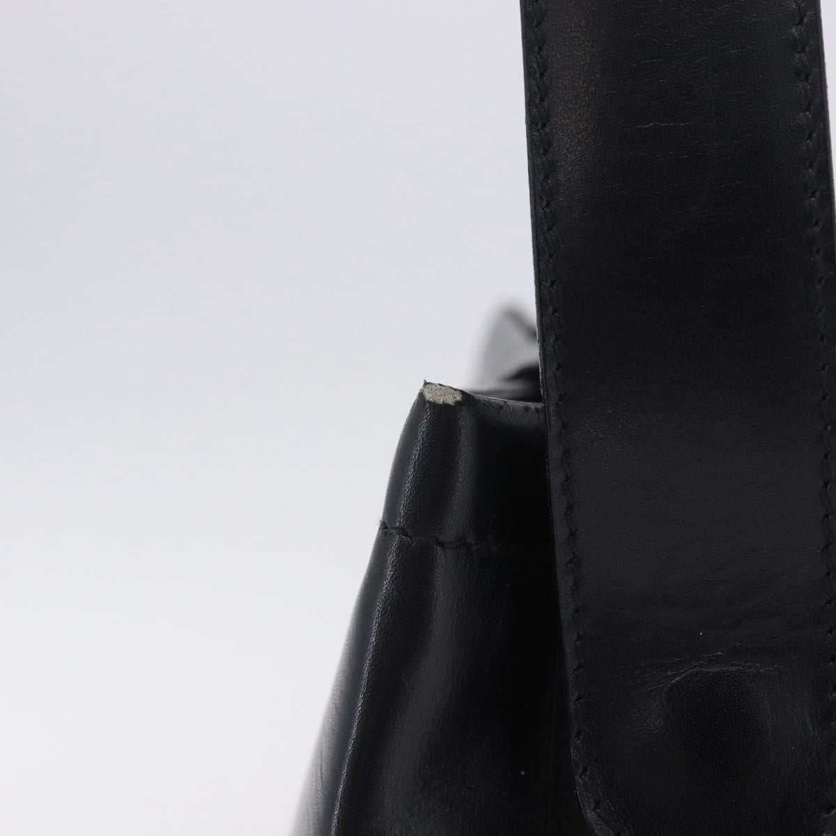 Salvatore Ferragamo Vala Shoulder Bag Leather Black Gold Tone Auth ka6109