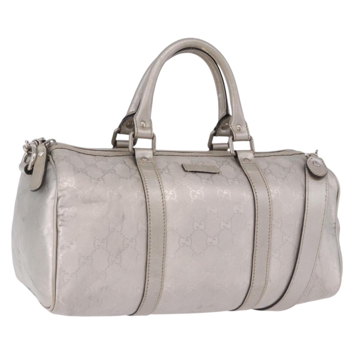 GUCCI GG Implementation Hand Bag PVC Leather 2way Silver 203696 Auth ka6110A