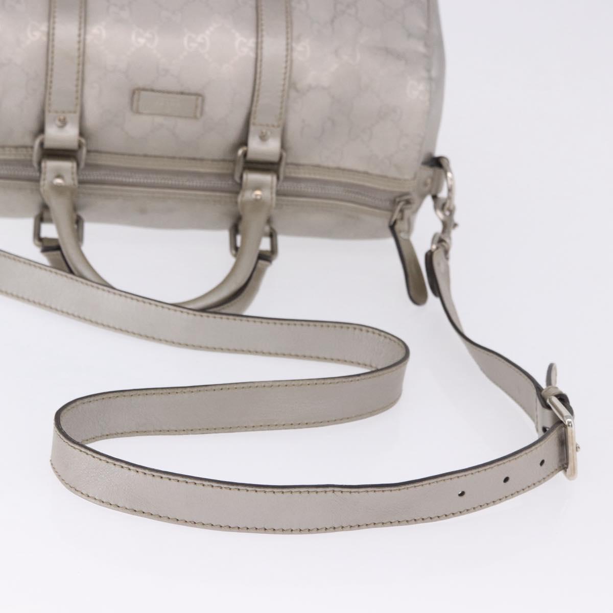 GUCCI GG Implementation Hand Bag PVC Leather 2way Silver 203696 Auth ka6110A