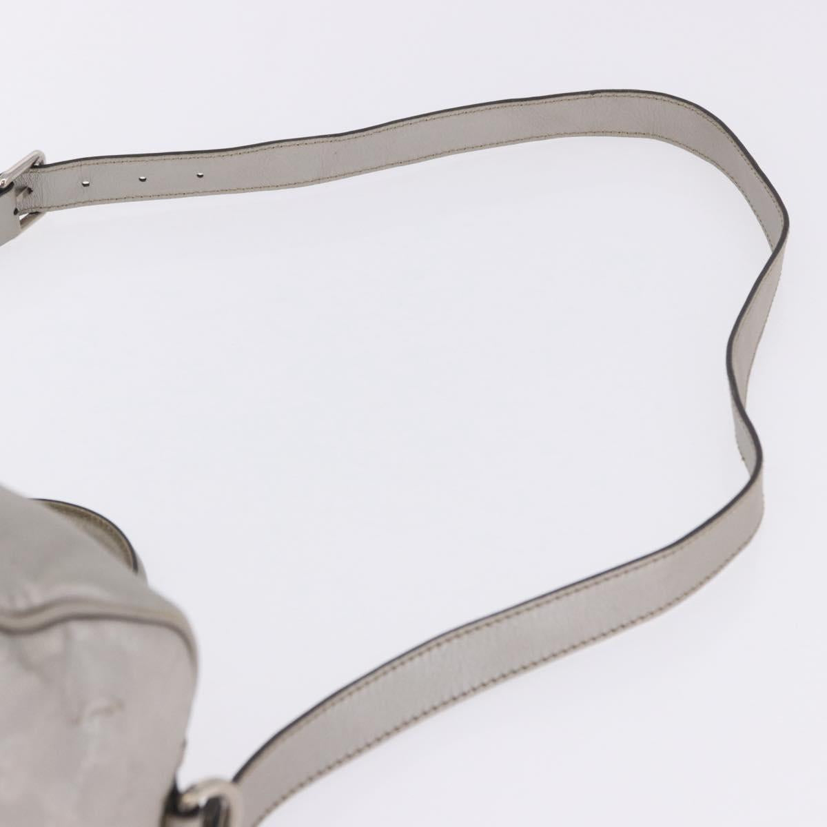 GUCCI GG Implementation Hand Bag PVC Leather 2way Silver 203696 Auth ka6110A