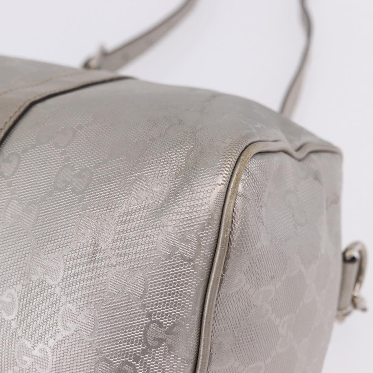 GUCCI GG Implementation Hand Bag PVC Leather 2way Silver 203696 Auth ka6110A