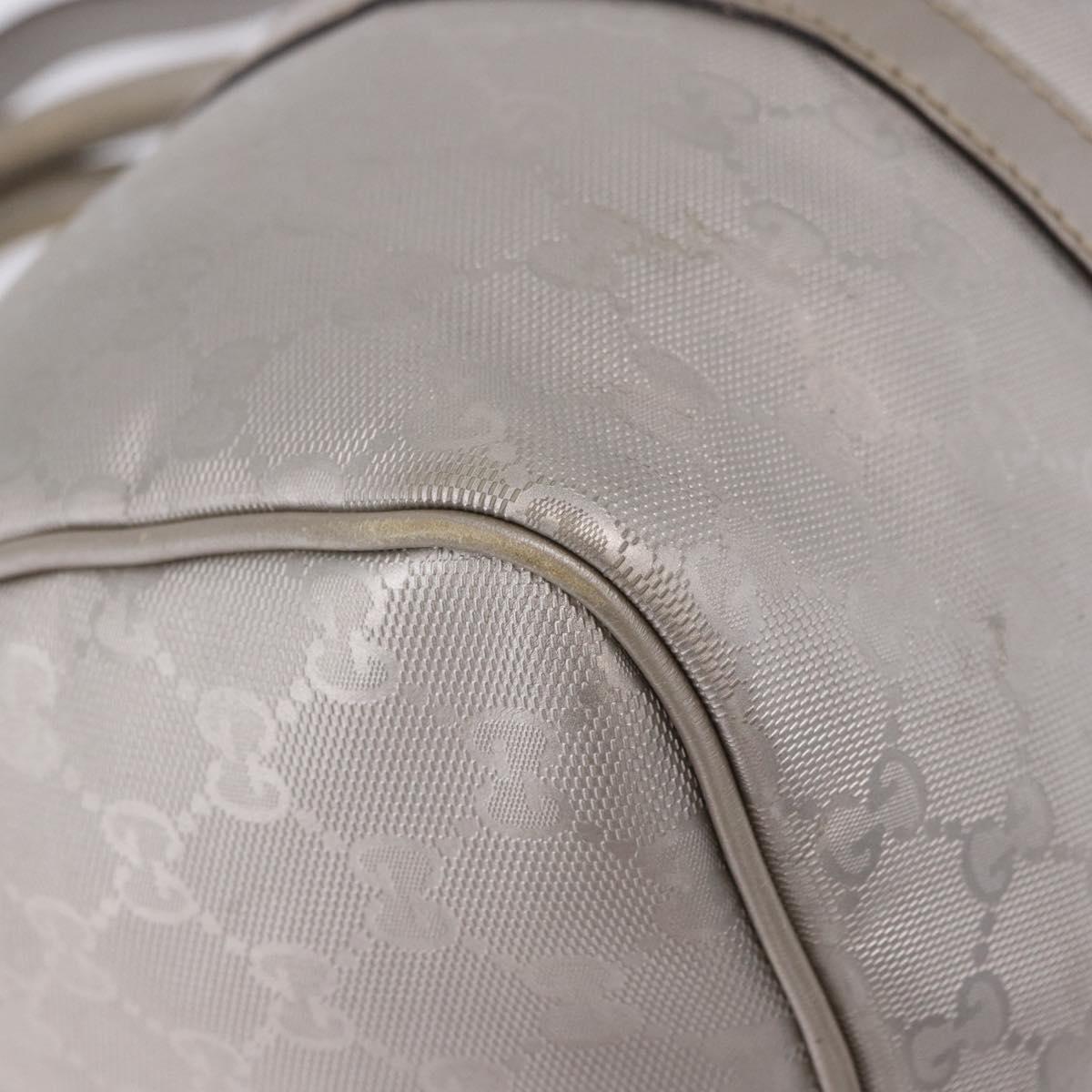 GUCCI GG Implementation Hand Bag PVC Leather 2way Silver 203696 Auth ka6110A