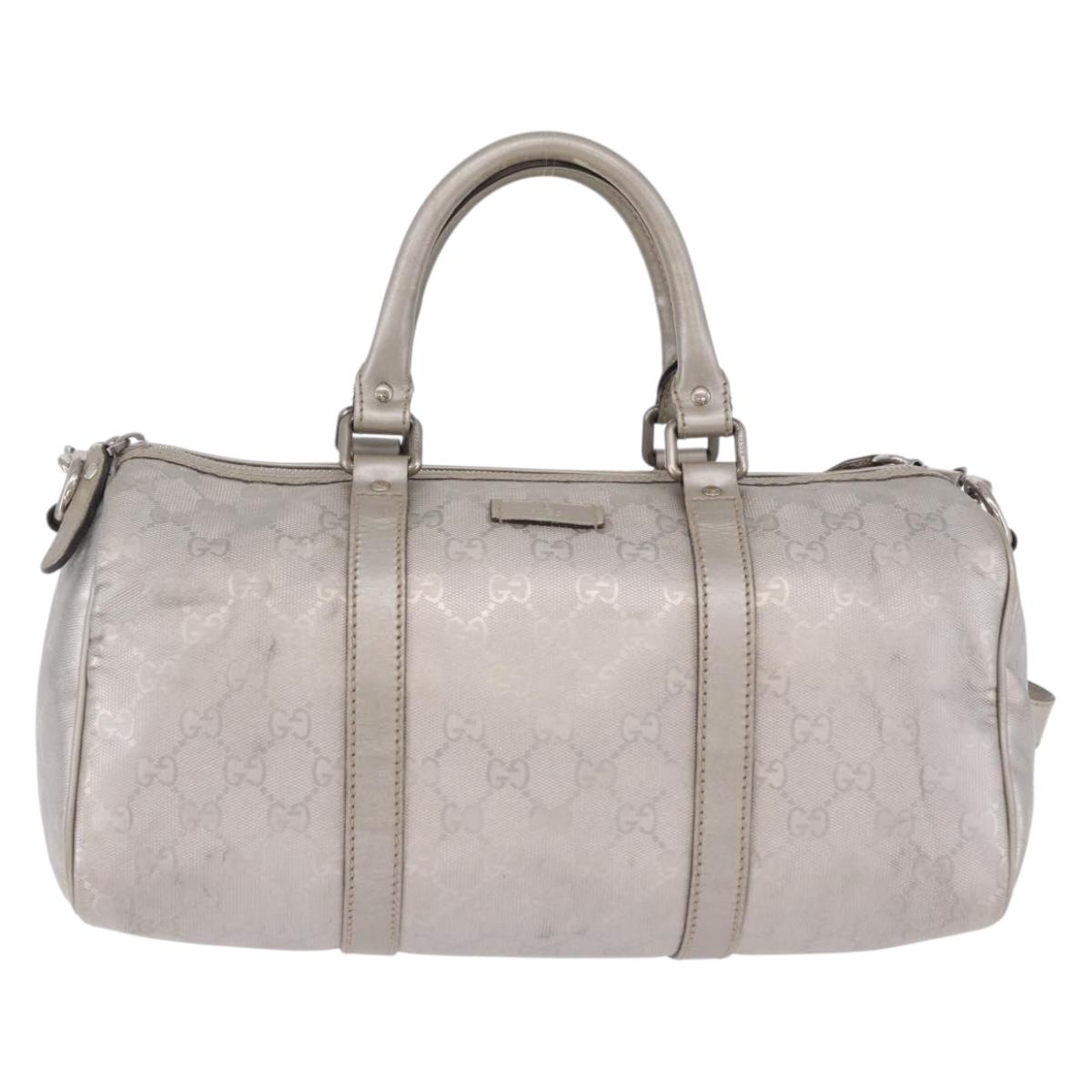 GUCCI GG Implementation Hand Bag PVC Leather 2way Silver 203696 Auth ka6110A