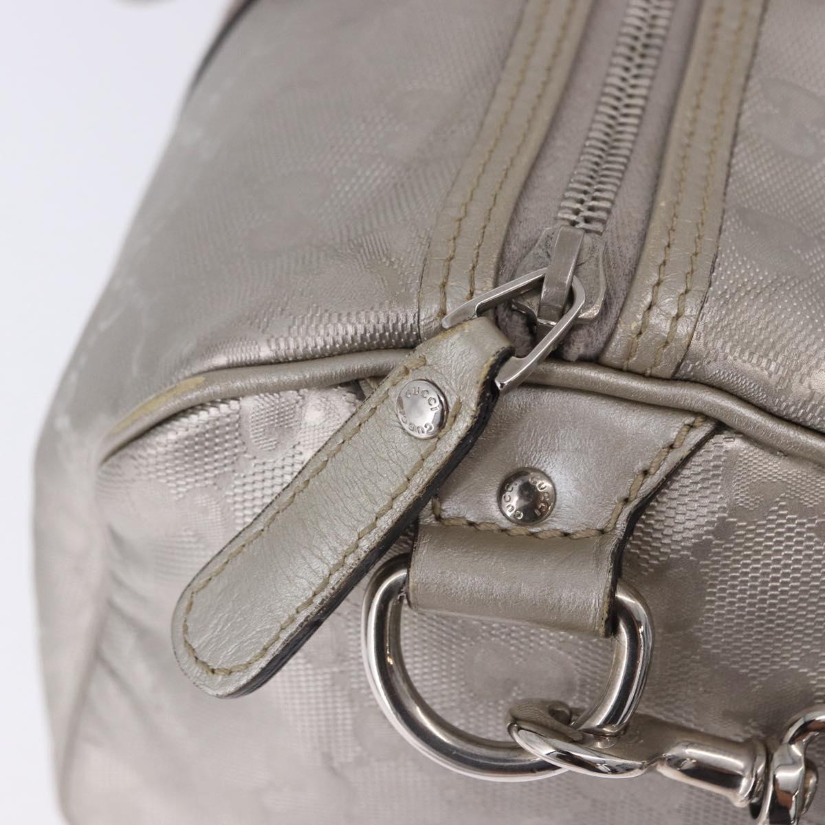 GUCCI GG Implementation Hand Bag PVC Leather 2way Silver 203696 Auth ka6110A