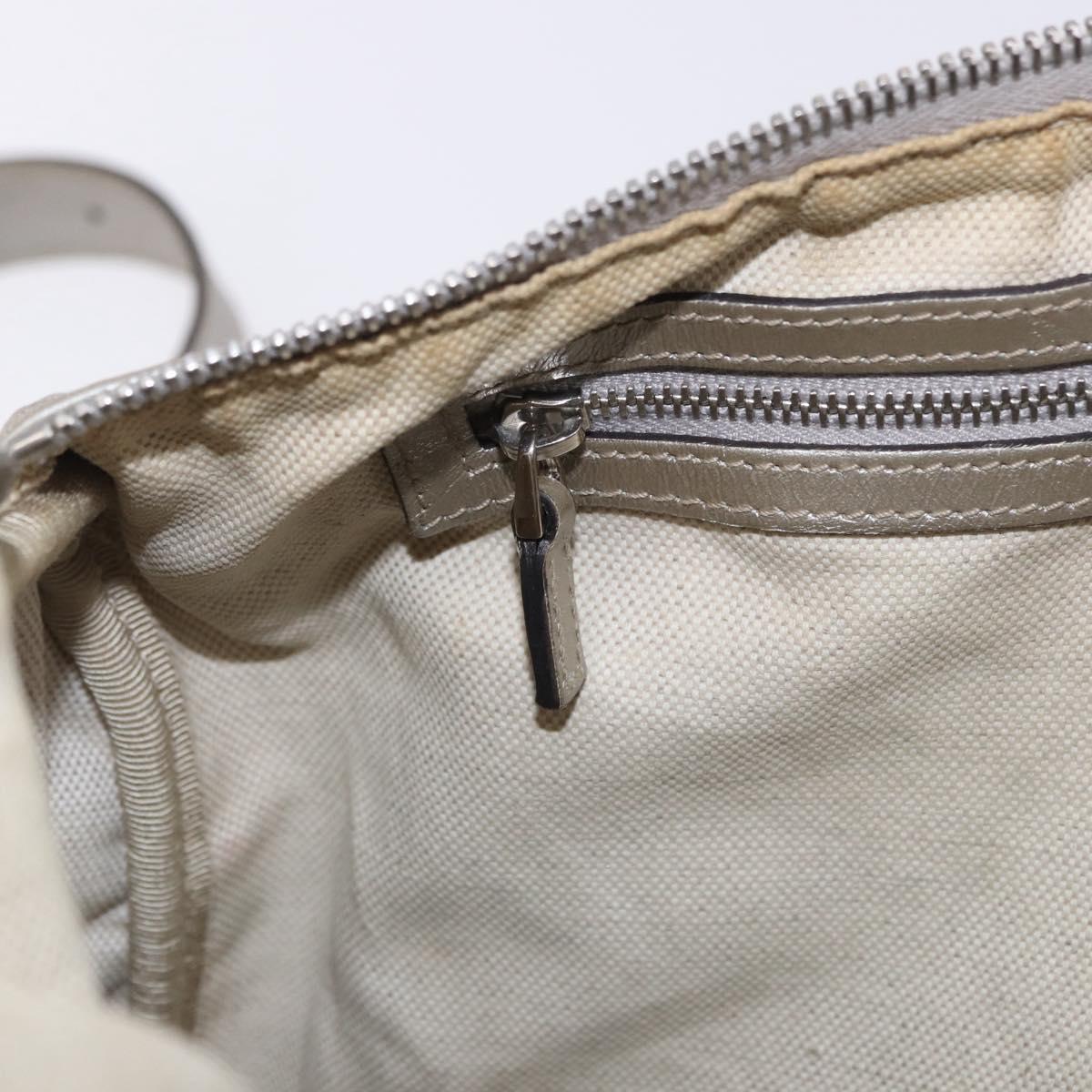 GUCCI GG Implementation Hand Bag PVC Leather 2way Silver 203696 Auth ka6110A