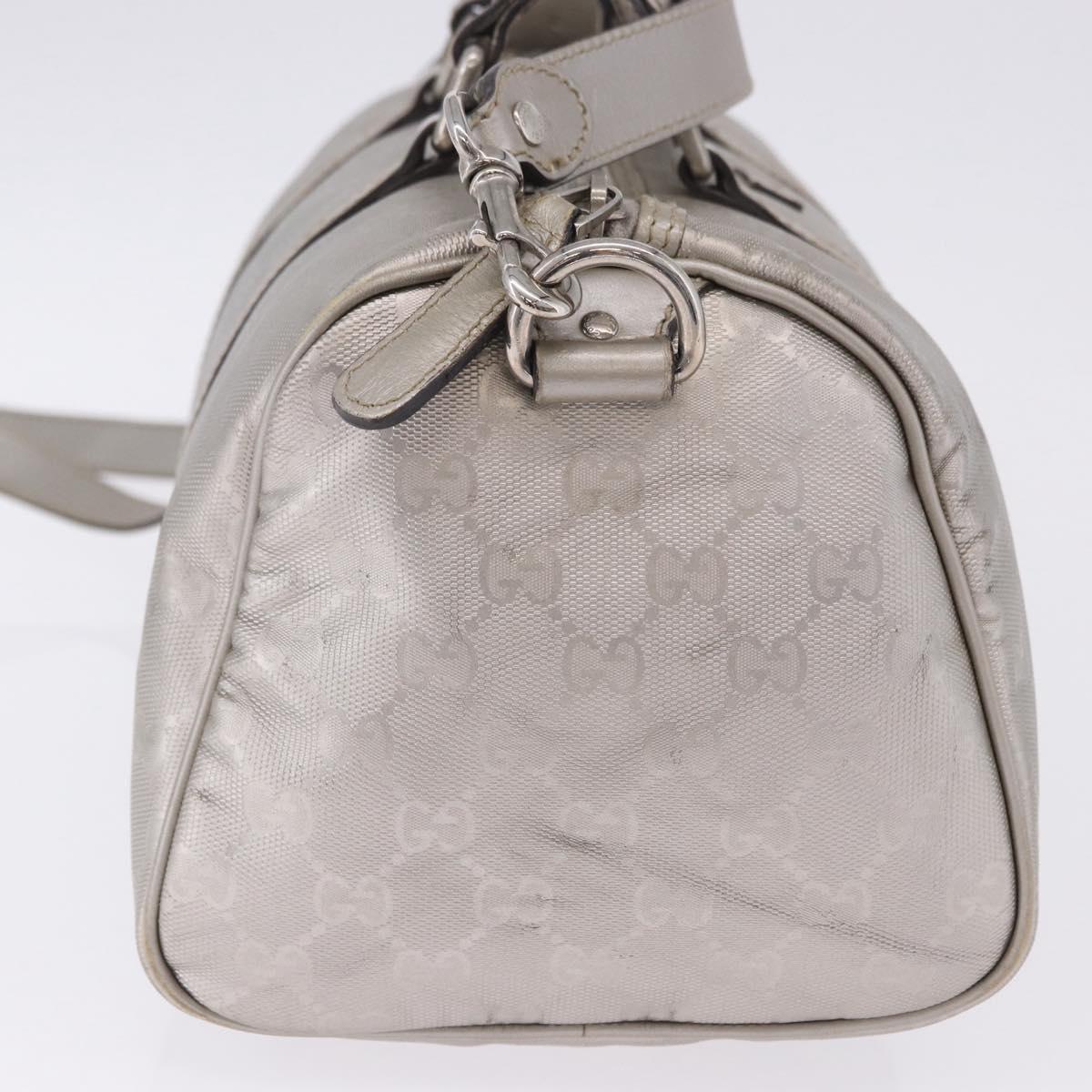 GUCCI GG Implementation Hand Bag PVC Leather 2way Silver 203696 Auth ka6110A