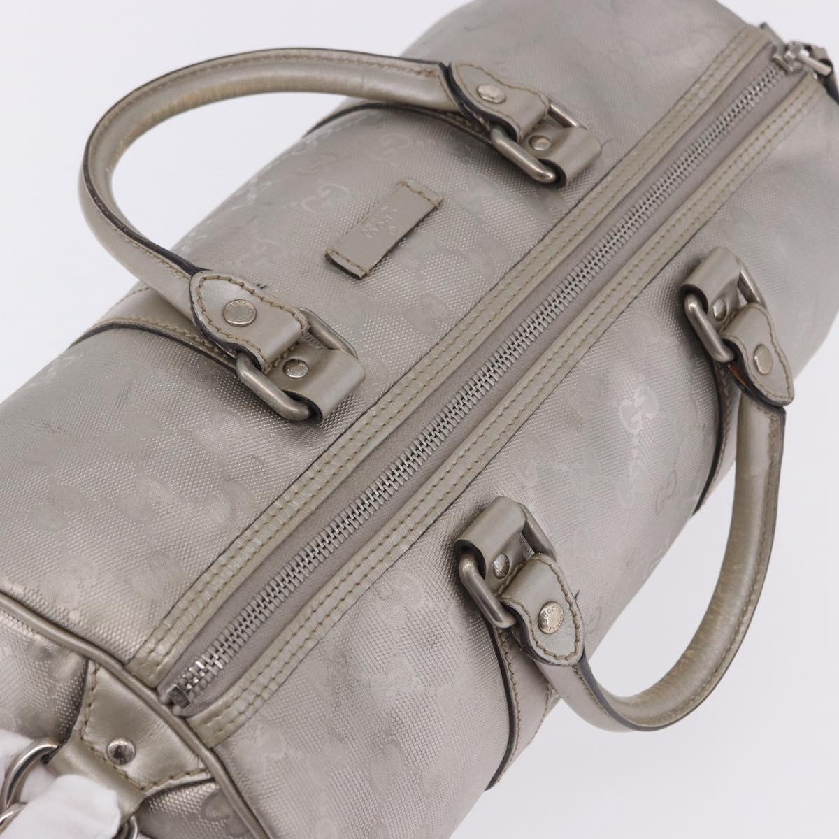 GUCCI GG Implementation Hand Bag PVC Leather 2way Silver 203696 Auth ka6110A
