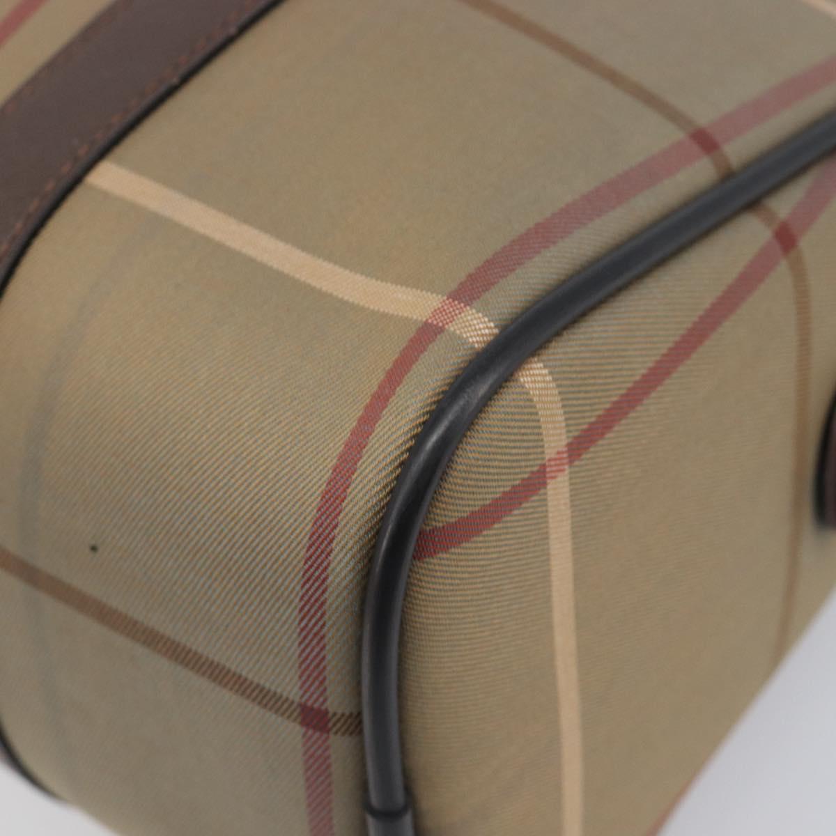Burberrys Nova Check Hand Bag Canvas Beige Gold Tone Auth ka6111