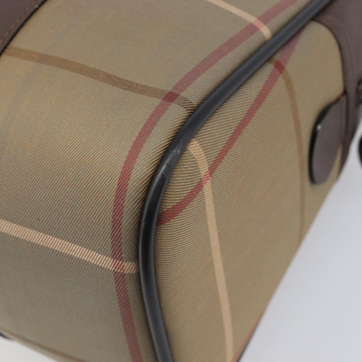 Burberrys Nova Check Hand Bag Canvas Beige Gold Tone Auth ka6111