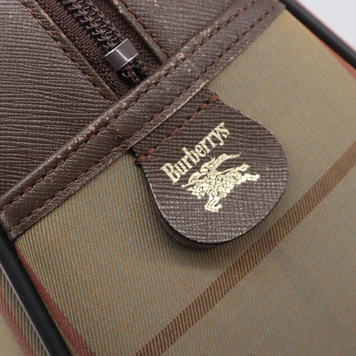 Burberrys Nova Check Hand Bag Canvas Beige Gold Tone Auth ka6111