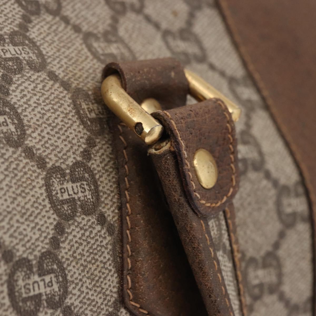 GUCCI GUCCI Plus Hand Bag PVC Leather Beige Gold Tone Auth ka6112