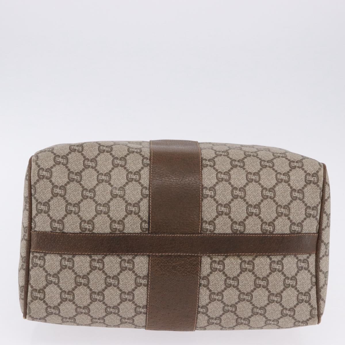 GUCCI GUCCI Plus Hand Bag PVC Leather Beige Gold Tone Auth ka6112